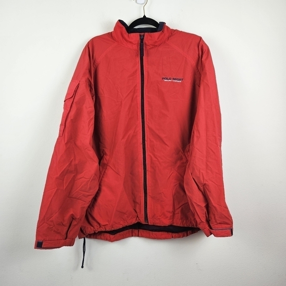 POLO SPORT Ralph Lauren Men's full Zip Lightweight drawstring Jacket Large Red - Picture 1 of 7